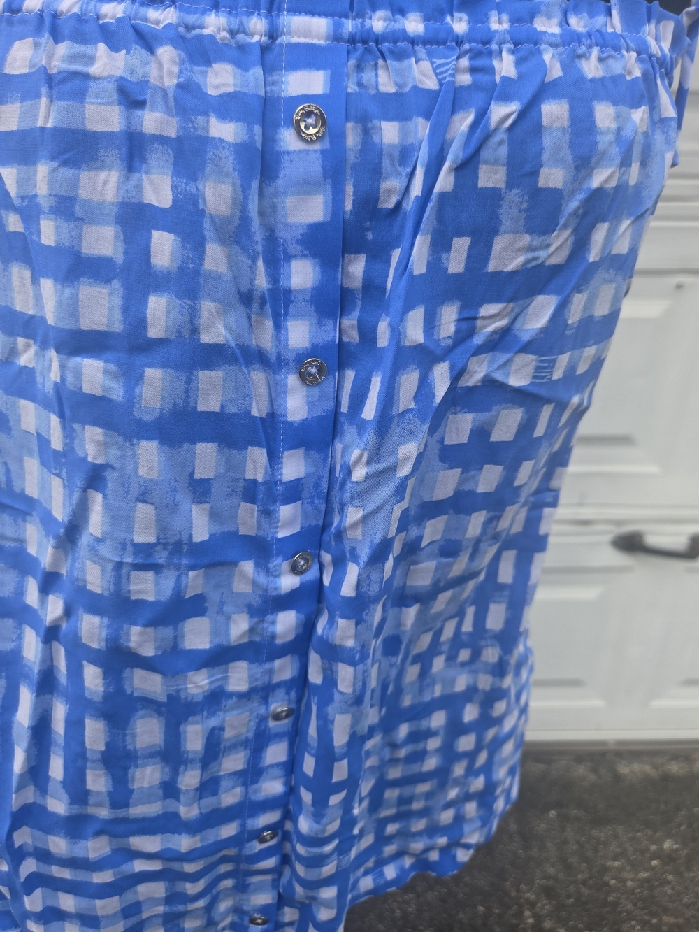 Lilly Pulitzer Blue White Check Print Tie Strap Cami Tank Top Size L - Picture 9 of 12